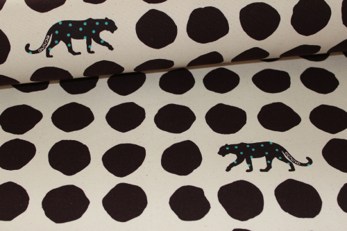 Kokka Echino Cotton Sailcloth Heavyweight Canvas Panther dunkelbraun/natur (10 cm)
